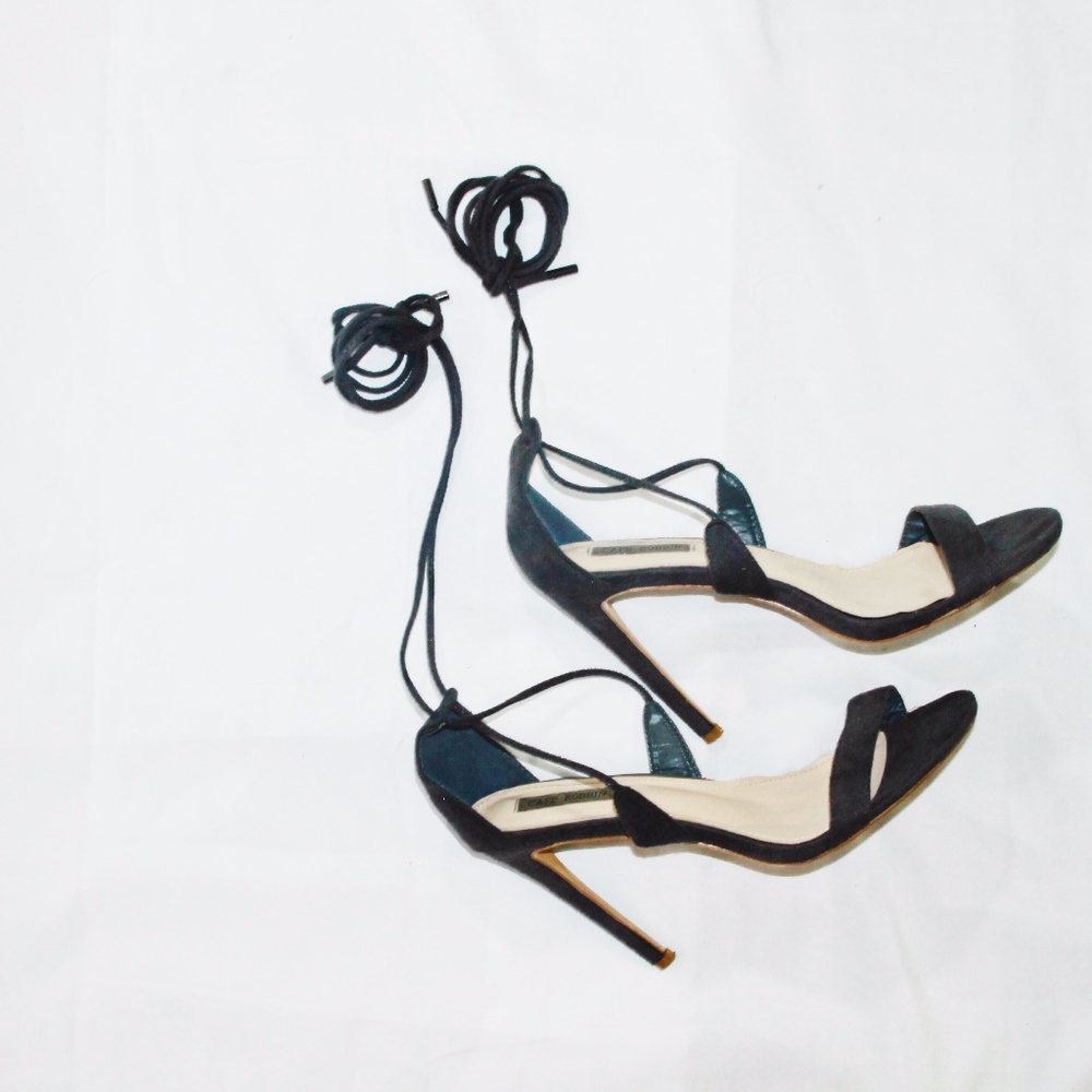 Cape Robin Strappy Suede Heels, Gray